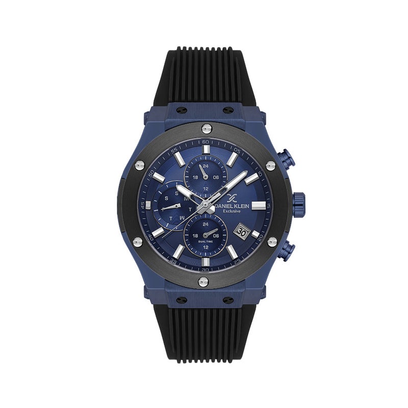 DANIEL KLEIN Exclusive Black Silicone Band Watch for Men DK.1.14228-3 - Image 1