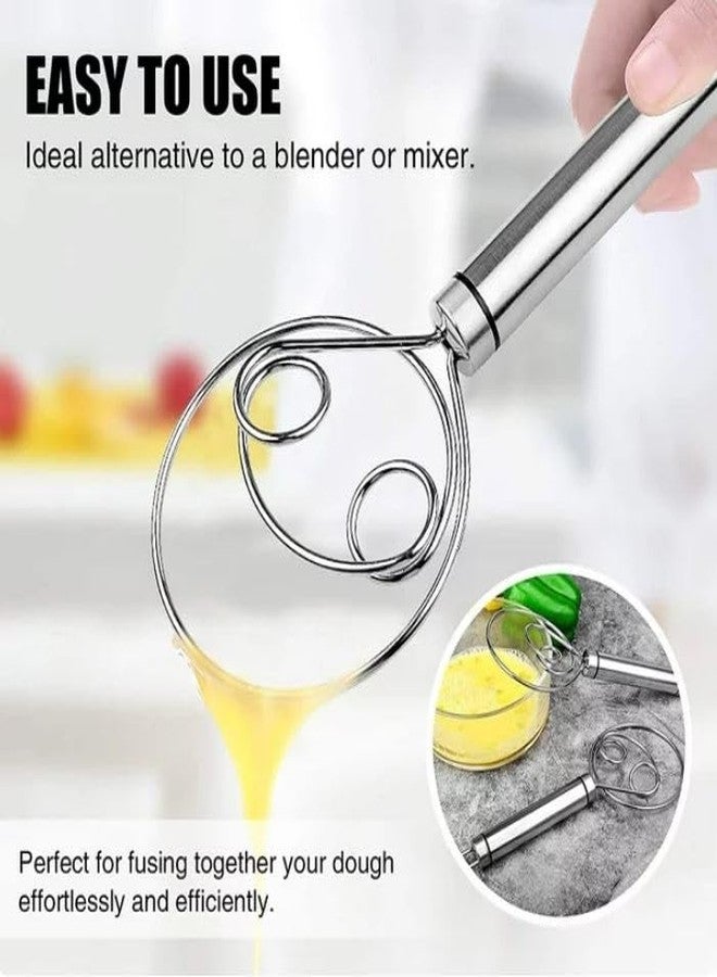 Whixant 2pcs Dutch Dough Whisk,Danish Dough Whisk-Easily Mixing Flour, Stainless Steel Kitchen Baking Tools Handle Bread Mixer for Biscuit Pizza Making Pastry Cake-double eyes - Image 5