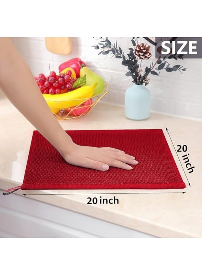 سيجنولا مجموعة سيجنولا مكونة من 3 قطع من الألياف الدقيقة الفاخرة سهلة التنظيف بمقياس النانو، مرآة زجاجية لنافذة السيارة، تنظيف من الفولاذ المقاوم للصدأ، منشفة تلميع زجاجية، منشفة قابلة لإعادة الاستخدام، قماش وافل لأطباق المطبخ، 50 × 50 سم أحمر. - Image 4