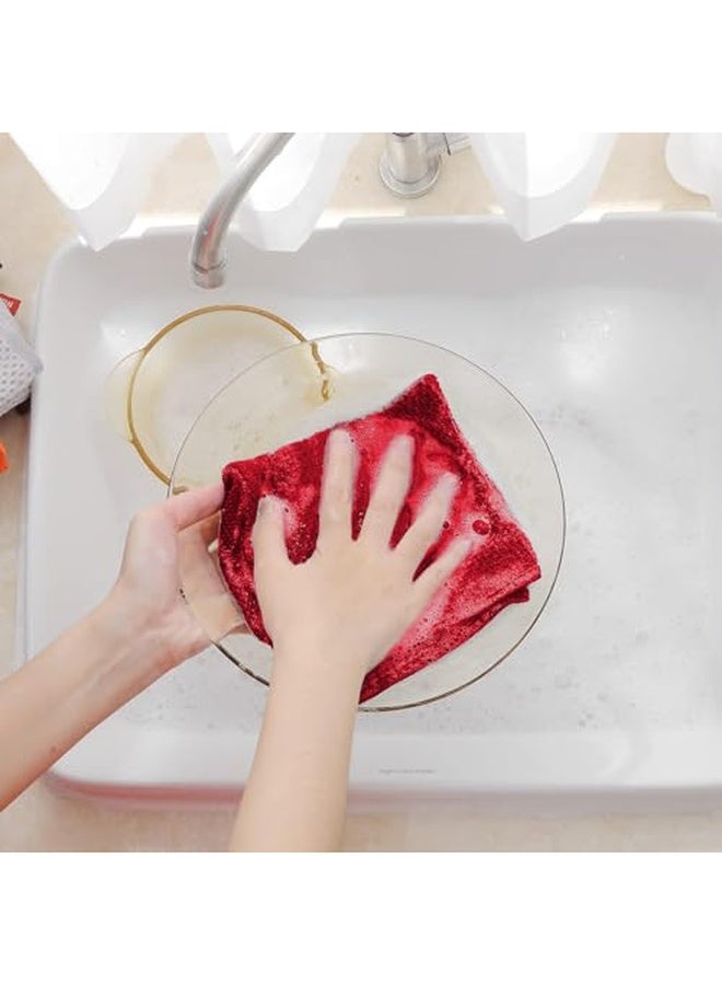 سيجنولا مجموعة سيجنولا مكونة من 3 قطع من الألياف الدقيقة الفاخرة سهلة التنظيف بمقياس النانو، مرآة زجاجية لنافذة السيارة، تنظيف من الفولاذ المقاوم للصدأ، منشفة تلميع زجاجية، منشفة قابلة لإعادة الاستخدام، قماش وافل لأطباق المطبخ، 50 × 50 سم أحمر. - Image 2