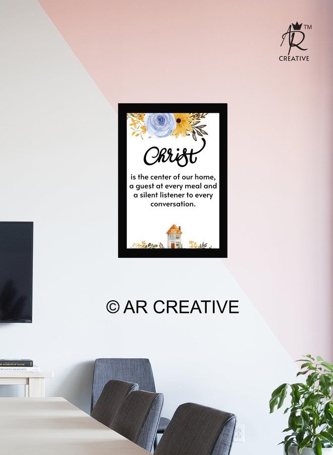 AR Creative Christ Is The Center Bible Verse Wall Photo Framed Wall Poster, Bible Quotes Print with Frame, Home (13.6 inch x 10.2 inch) Multicolor - Image 2