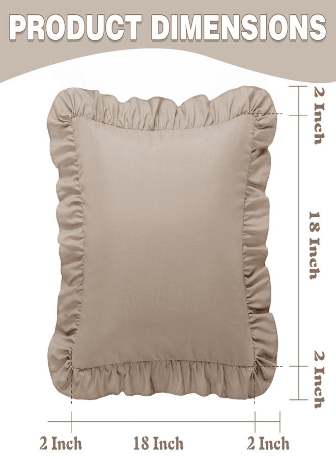 KKJIAF Ruffle Pillow Cases 18x18 Inches, Khaki Square Ruffled Pillow Covers Set of 2, Microfiber Wrinkle Resistant Pillow Shams with Envelope Closure for Sofa Bed Living Room - Image 3