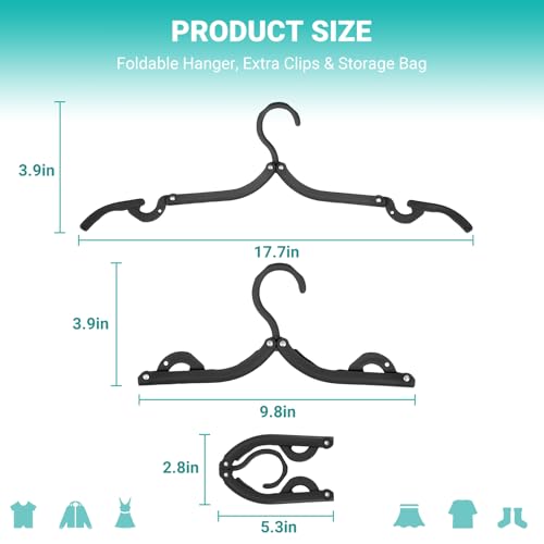 LQOQA 10 Pcs Travel Hangers, 2026 Cruise Ship Essentials, Foldable Plastic Hangers for Suitcase, Portable Travel Must Haves for RV Camping Hotel Europe Vacation (Black) - Image 2