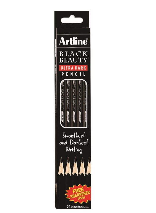 آرت لاين قلم رصاص للكتابة باللون الأسود من Artline Ultra Dark & Smooth | داكن للغاية | قلم رصاص بطرف مطاطي | خفيف الوزن مع قبضة مريحة | مبراة مجانية بالداخل | مجموعة من 10 قطع × عبوة من 5 قطع - Image 1