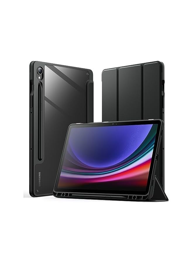 جي تيك حافظة لجهاز سامسونج جالاكسي تاب S9 مقاس 11 بوصة مع حامل قلم S، ظهر شفاف من البولي كربونات، غطاء تابلت بحامل ثلاثي الطي مقاوم للصدمات، تنبيه/غفو تلقائي (أسود جرافيت) - Image 1