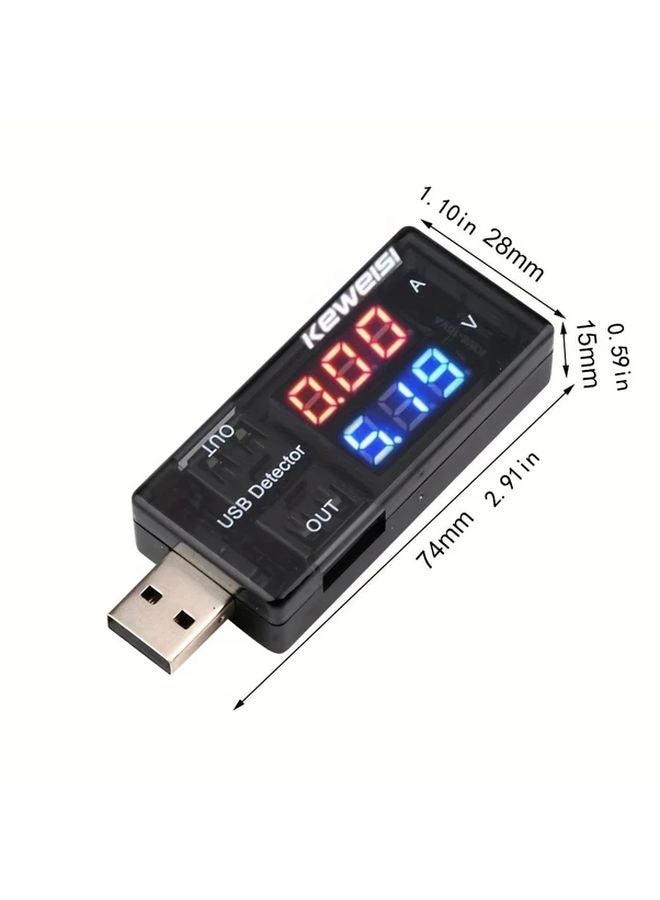 Compact Dual Digital Display USB Charger Detector Black ABS Case Voltage Current Tester - Image 3