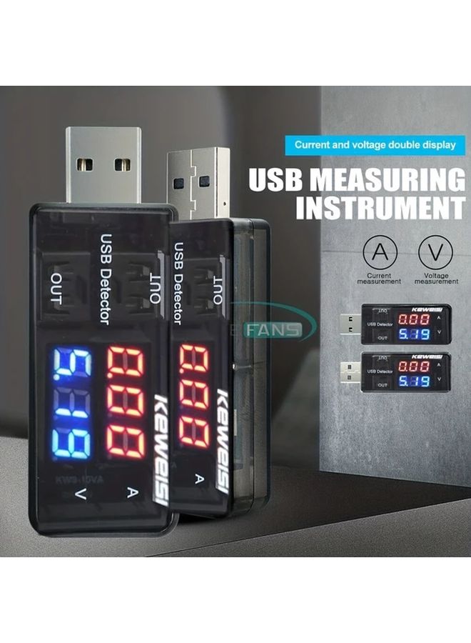 Compact Dual Digital Display USB Charger Detector Black ABS Case Voltage Current Tester - Image 4