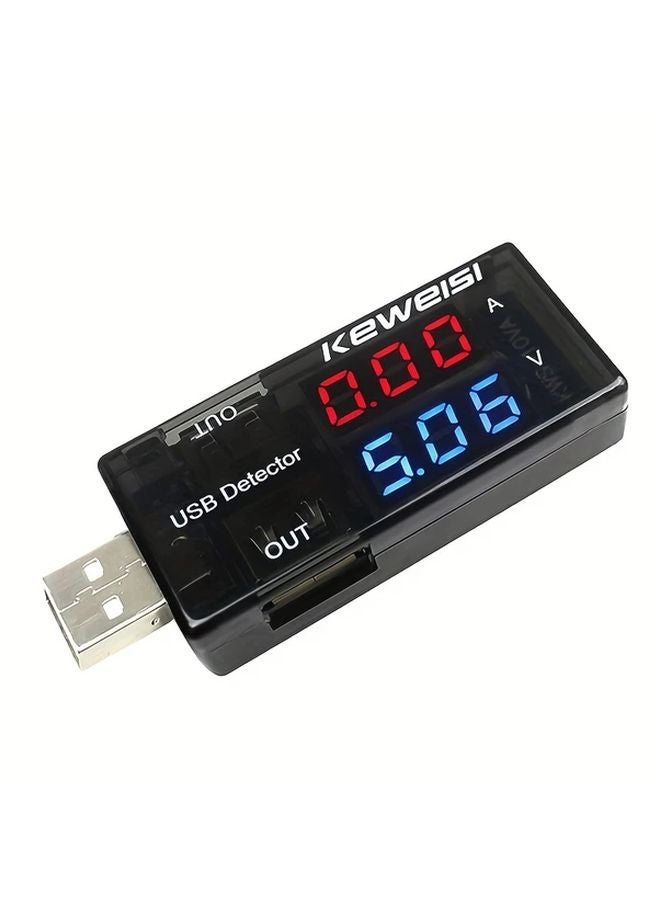 Compact Dual Digital Display USB Charger Detector Black ABS Case Voltage Current Tester - Image 2