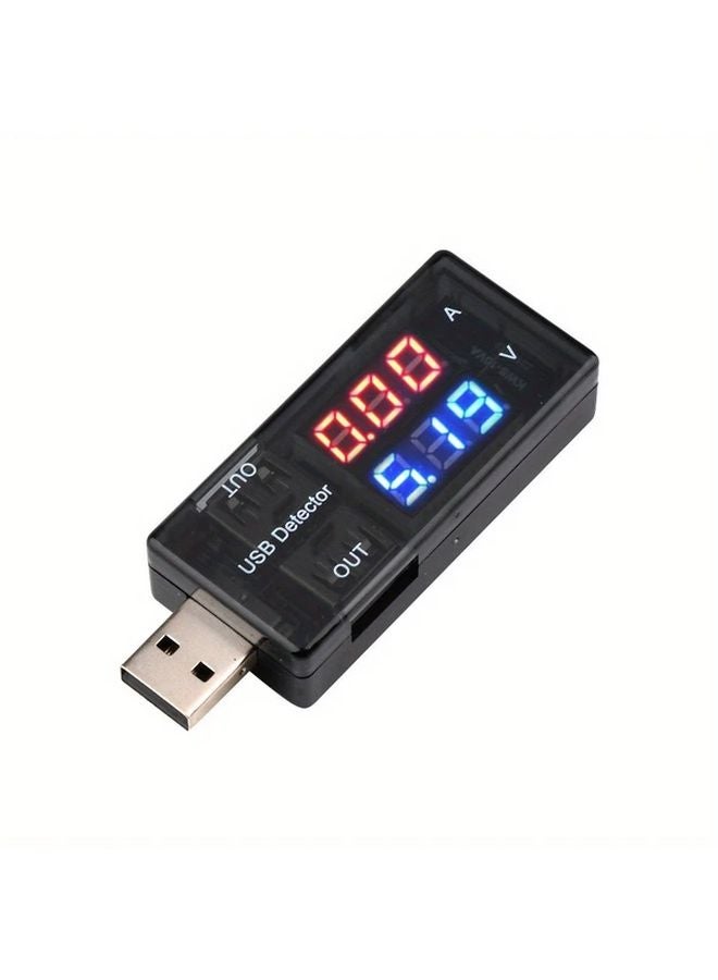 Compact Dual Digital Display USB Charger Detector Black ABS Case Voltage Current Tester - Image 1
