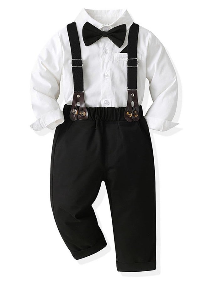 CORATED Toddler Dress Suits Baby Boys Clothes Sets Bowtie Shirts Suspenders Pants 4pcs Gentleman Outfits Suit 6 Month 6 Years(BB-Black 3T) - Image 2