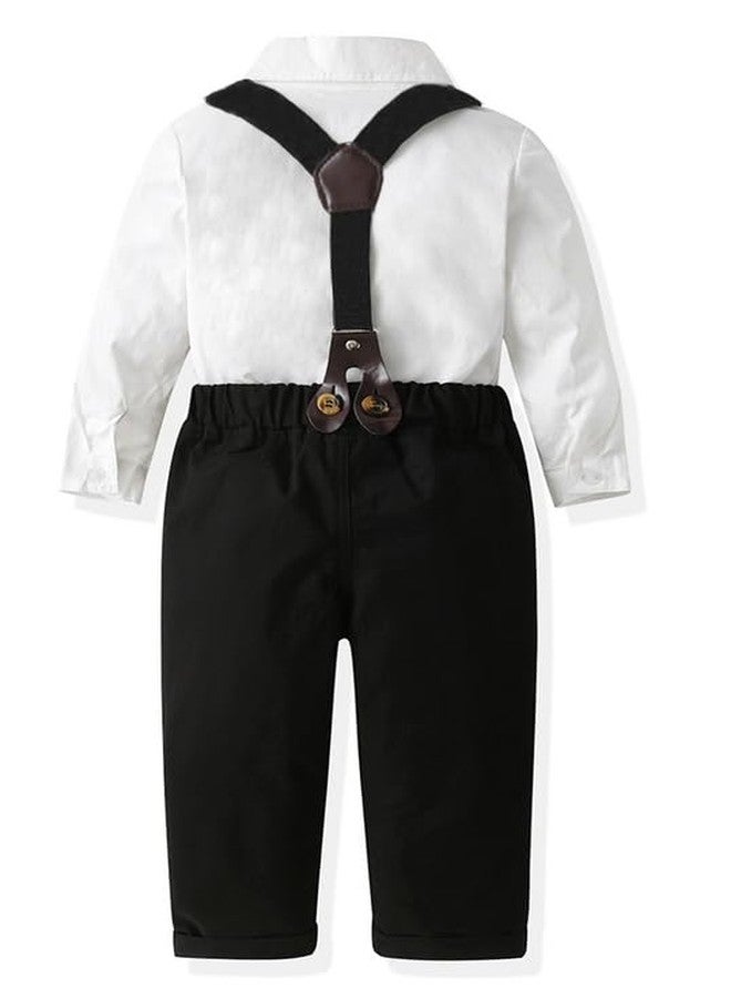 CORATED Toddler Dress Suits Baby Boys Clothes Sets Bowtie Shirts Suspenders Pants 4pcs Gentleman Outfits Suit 6 Month 6 Years(BB-Black 3T) - Image 3