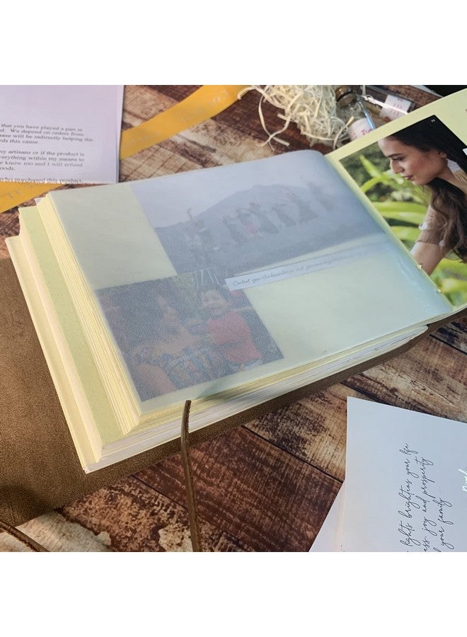 Rustic Town Rustic Town Leather Photo Album (Handcrafted Papers) - Scrapbook Style Pages for 4x6 or 5x7 inches Birthday, Memories, Wedding Photos (Cream (Beige) Paper) Medium  - Image 4