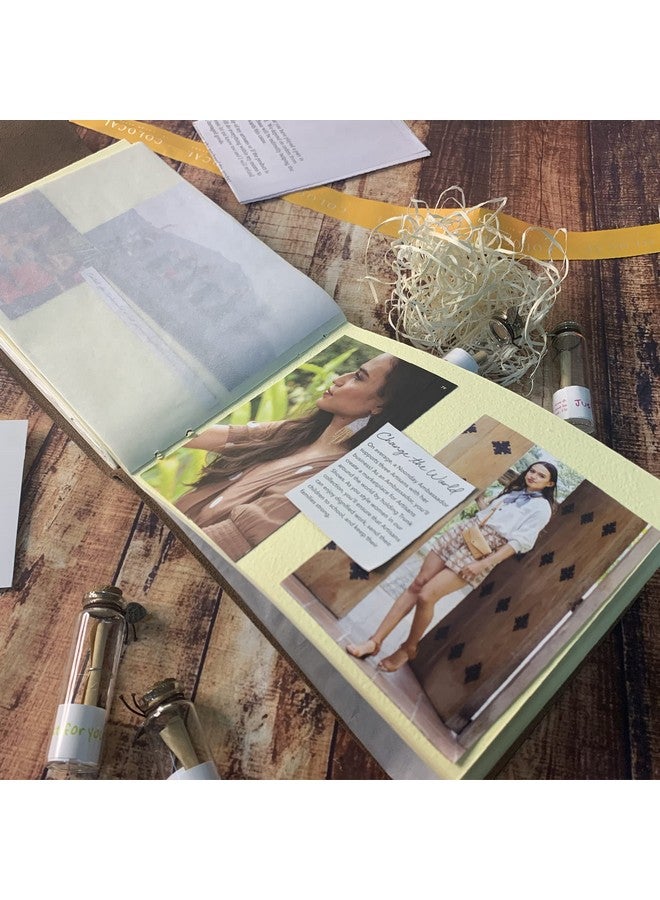 Rustic Town Rustic Town Leather Photo Album (Handcrafted Papers) - Scrapbook Style Pages for 4x6 or 5x7 inches Birthday, Memories, Wedding Photos (Cream (Beige) Paper) Medium  - Image 5