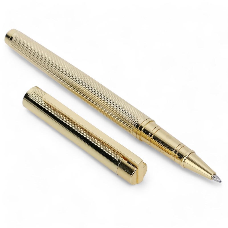 crewtone 20543 Gold Crafted Design Glossy Finish Metal Body Roller Ball Pen with Golden Clip & Golden Trims, Pen for Student, Professional & Executives with High End Gift Box. - Image 1