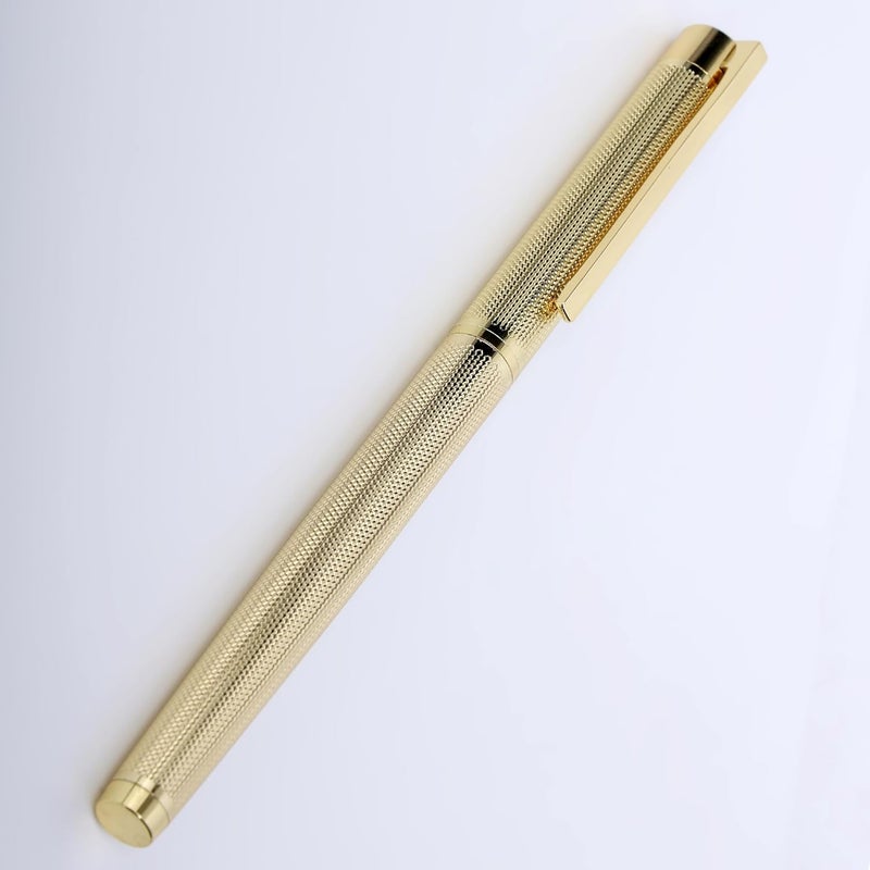 crewtone 20543 Gold Crafted Design Glossy Finish Metal Body Roller Ball Pen with Golden Clip & Golden Trims, Pen for Student, Professional & Executives with High End Gift Box. - Image 5
