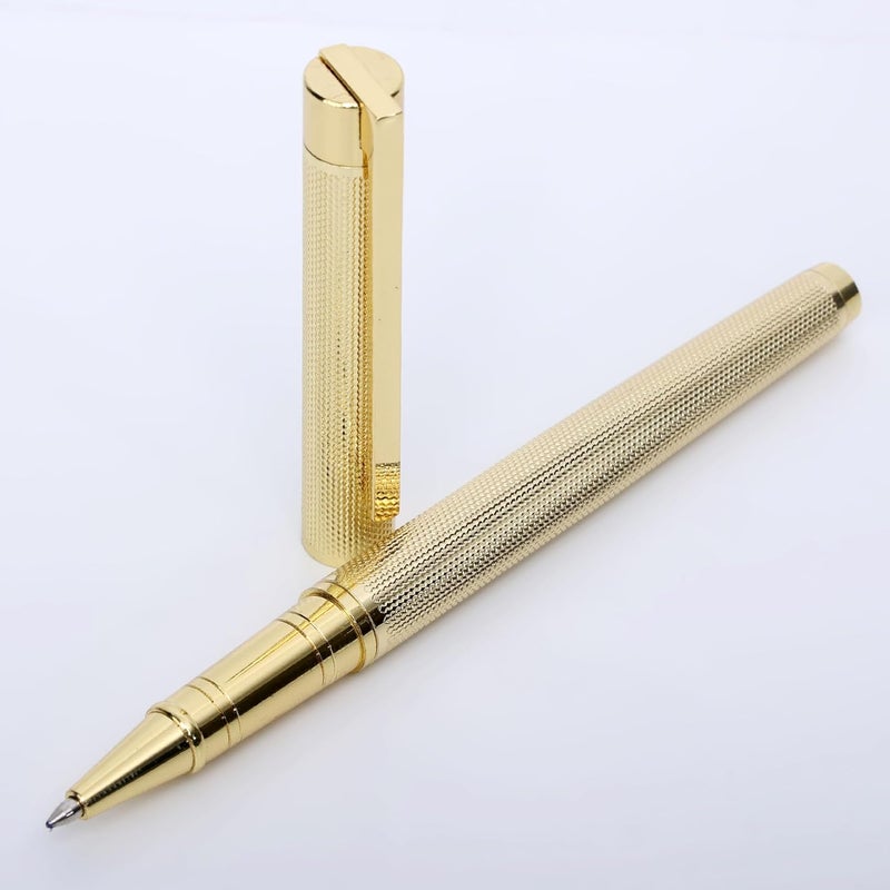 crewtone 20543 Gold Crafted Design Glossy Finish Metal Body Roller Ball Pen with Golden Clip & Golden Trims, Pen for Student, Professional & Executives with High End Gift Box. - Image 4