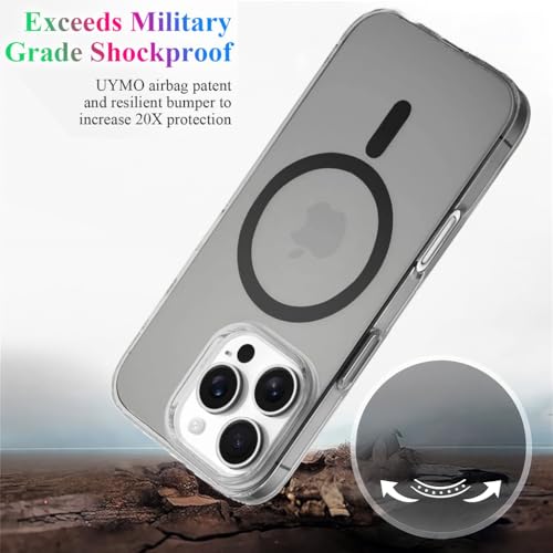 SHINESTAR Shockproof Ultra-Hybrid Back Case Cover for iPhone 16 Pro | Crystal Clear Transparent Case | MagSafe Compatible Back Cover for iPhone 16 Pro | Transparent, Stylish & Drop-Proof - - Black - Image 3