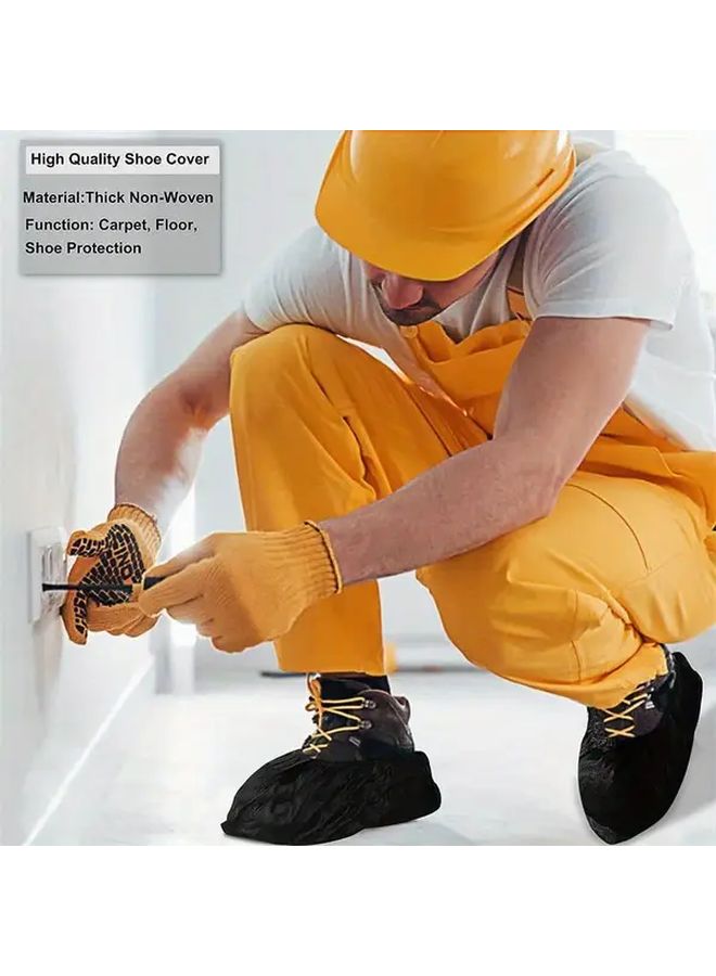 Black Disposable Non Slip Shoe Covers 100 Pack For Indoor Outdoor Workplace - Image 3