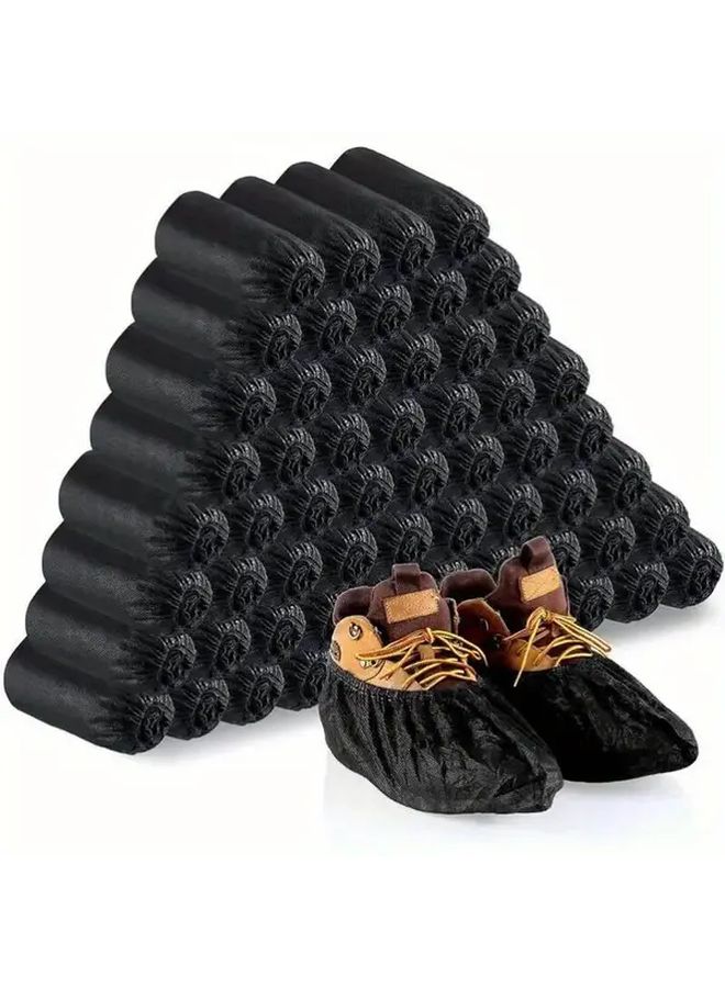 Black Disposable Non Slip Shoe Covers 100 Pack For Indoor Outdoor Workplace - Image 1