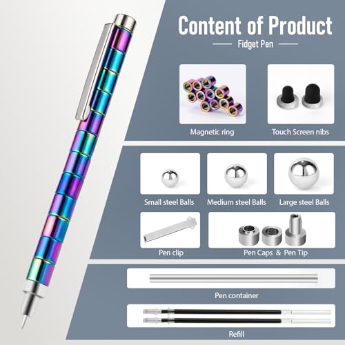 HBYLXTJ Color Fidget PenMagnetic Pen Fidget ToysCool Gadget Best for Stress and Anxiety Relief and Kill TimeSensory Tool EDC Fidgeting GameUnique Gifts for Adults and Teens - Image 5
