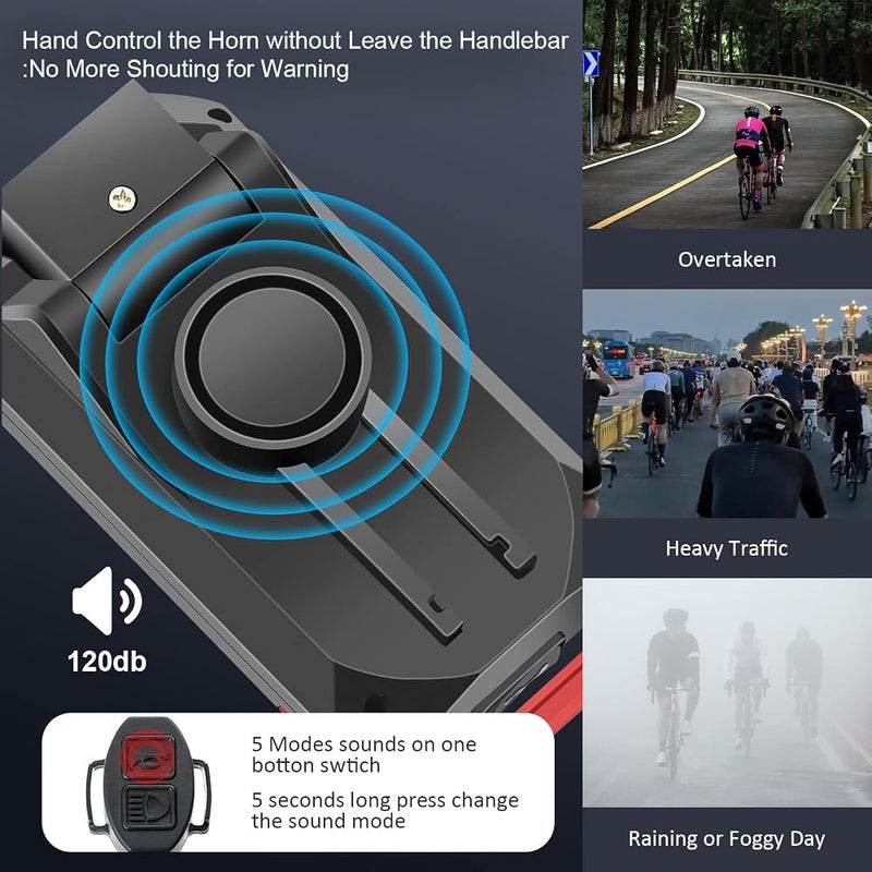 Excefore Bike Headlights with LCD Display Speedometer and Horn USB Rechargeable Bicycle Computer Waterproof LED Flashlight and Odometer for Cycling - Image 3
