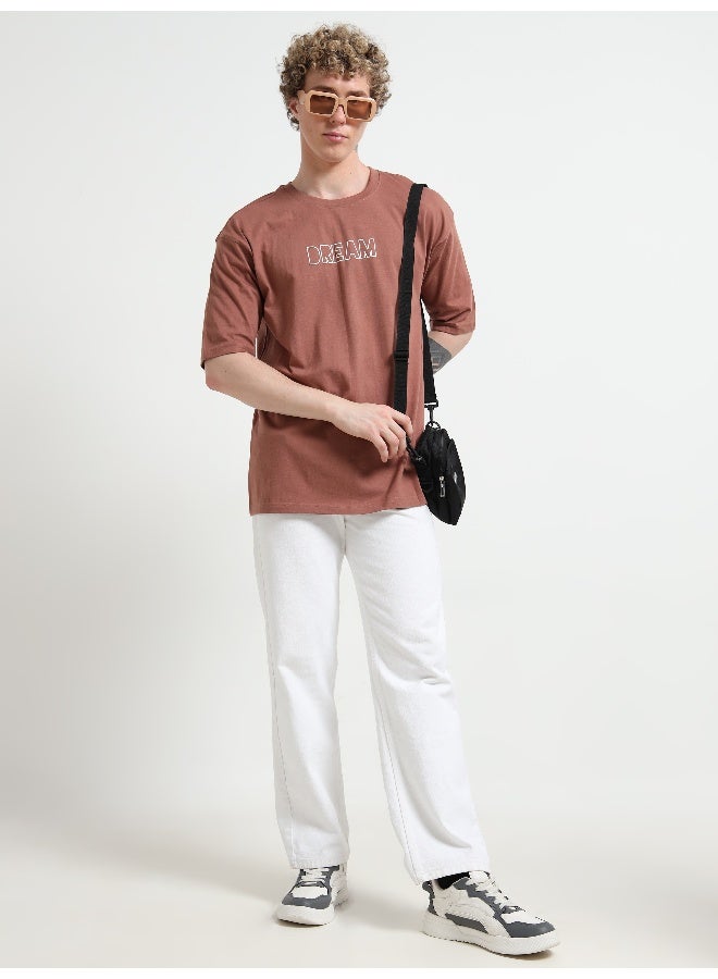 QUCO Brown Oversized Printed T-Shirt for Men - Image 2