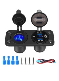 SYOSI QC 3.0 سيارة USB لمقبس الشاحن مقبس ولاعة السجائر 12 فولت/24 فولت مخرج طاقة مع الفولتميتر الرقمي LED ومفتاح اللمس للسيارة قارب البحرية (أسود)  - Image 1