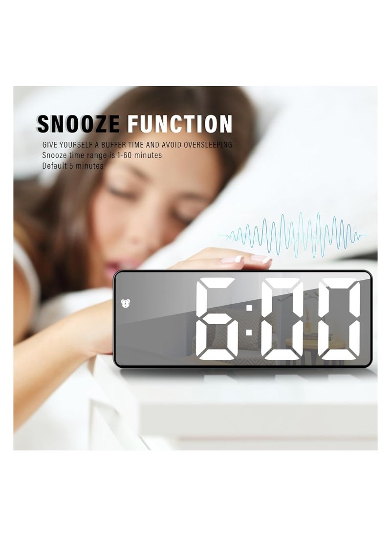 General - JQGO Alarm Clock Digital Battery Powered, LED Travel Alarm Clocks Beside Mains Powered Non Ticking with Snooze Temperature Date Time Brightness Adjustable for Kids Adults (Black) - Image 1