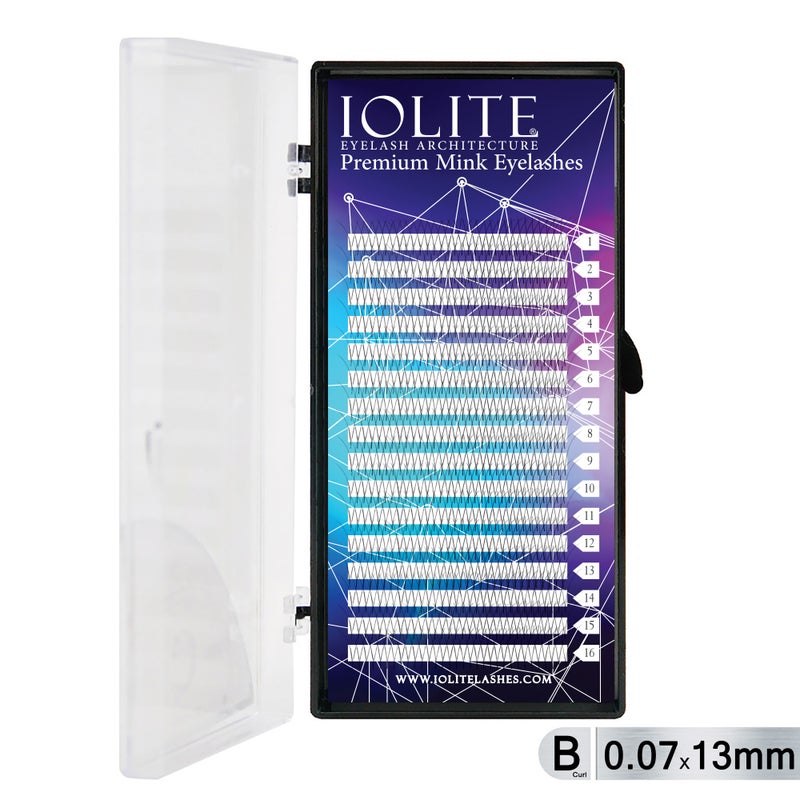 IOLITE False Lashes Y-Shaped Premium Mink Lash Extensions - 13mm, 0.07T, B Curl, Soft Natural Individual Lashes for Professional Use IPMYB7T13