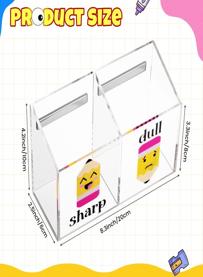 Sherr Acrylic Magnetic Pencil Holder for Classroom Magnetic Dry Erase Marker Holder for Whiteboard Fridge Non-slip, Sharp Dull Broken Dispenser Pencil Storage Stationery Organizer Back to School Gift(Two) - Image 2