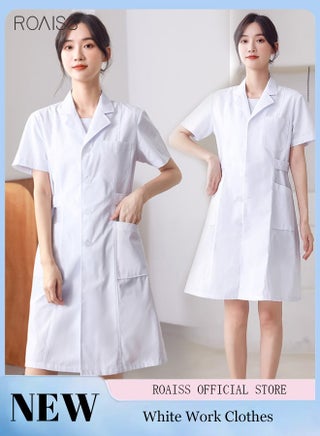 Women's Hospital White Work Clothes Lightweight And Straight Short Sleeved Cardigan Lab Coat With Multiple Pockets - pzsku/ZF3A51602AF0931D49155Z/45/1746203333/b1980761-ee4d-45c8-a9b2-d7e18165101b