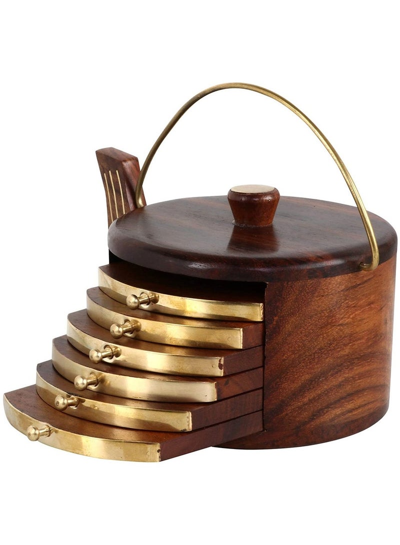 Set of 6 Beautiful Handmade Wooden Kettle Shape Coasters for Tea Cups Coffee Mugs  - Image 4