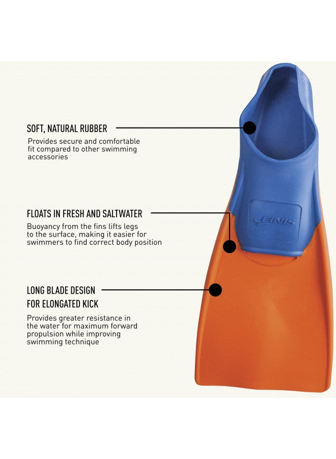 FINIS FINIS Long Floating Fins , Blue/Orange, XXS (Jr. 11-1) (1.05.037.02) - Image 4