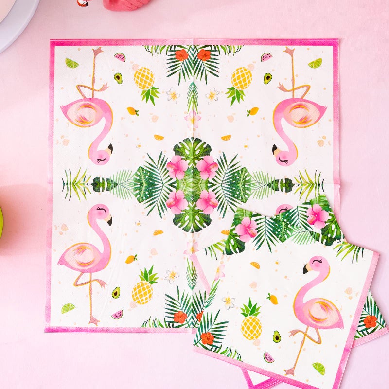 WERNNSAI Flamingo Plates and Napkins Set - Serves 50 Guests 100 PCS Hawaiian Luau Party Supplies Disposable Tableware Set Dinner Luncheon Plates Napkins for Birthday Baby Shower Wedding Party - Image 5