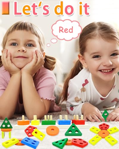 Maaacute Montessori Toys for 1 2 Year Old Boys Girls Toddler Toys for Age 121 2 Year Old Birthday Gifts Wooden Blocks Sorting Stacking Education Learning Toddler Puzzles Toy - Image 5