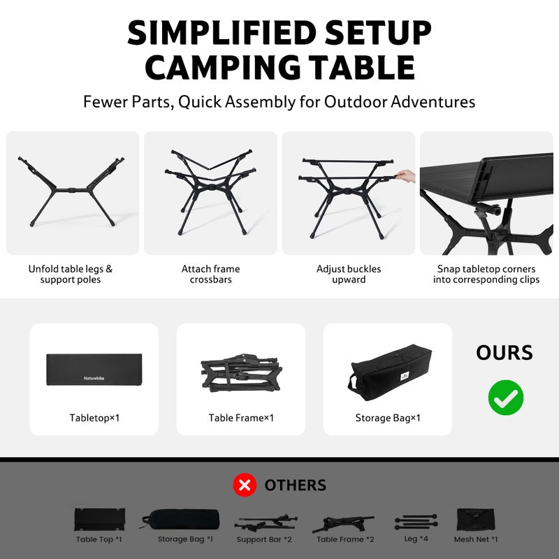 Naturehike YL01 Portable Camping Table, Lightweight Folding Backpacking Table for Hiking, Tailgating, Picnics, Beach, Travel - Image 2
