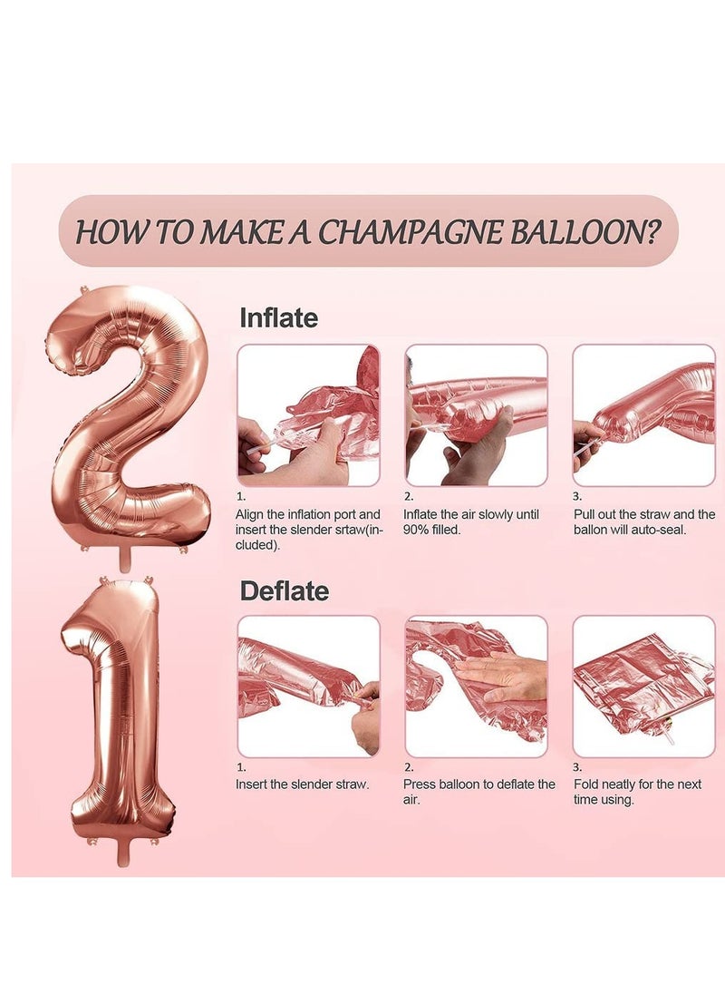 SYOSI - 21st Birthday Decorations21st Birthday Decorations for her21st Birthday Decorations Pink with Photo Booth Backdrop Happy Birthday Banner Confetti and Mylar Balloons - Image 1