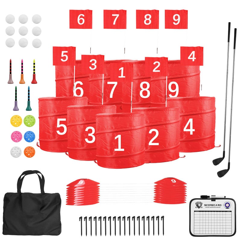 Behonor Backyard Golf Game Set9 Hole Portable Golf Yard Game with 2 Clubs Flags Practice Outdoor Battle Golf Game for All Ages Play OutdoorBeachCampinFamily - Image 3