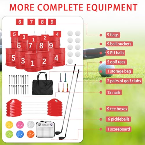 Behonor Backyard Golf Game Set9 Hole Portable Golf Yard Game with 2 Clubs Flags Practice Outdoor Battle Golf Game for All Ages Play OutdoorBeachCampinFamily - Image 5