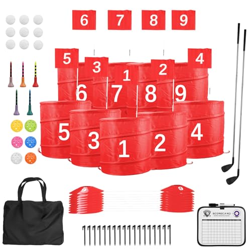 Behonor Backyard Golf Game Set9 Hole Portable Golf Yard Game with 2 Clubs Flags Practice Outdoor Battle Golf Game for All Ages Play OutdoorBeachCampinFamily - Image 1