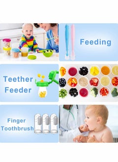 Excefore 11 Pack Baby Food Feeder Set, Baby Fruit Feeder Pacifier Fresh Food Feeder with 3 Sizes Silicone Pouches, Infant Fruit Teething Toy Includes 3 Baby Finger Toothbrushes and 2 Baby Feeding Spoons  - Image 4