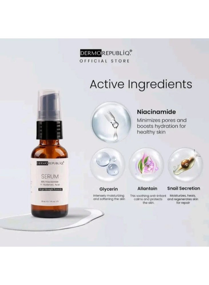 DERMA REPUBLIQ سيروم ديرمو ريبوبليك 10% نياسيناميد + HA - تركيبة ترطيب عالية القوة لبشرة صحية - 30 مل / 1 أونصة سائلة - Image 2