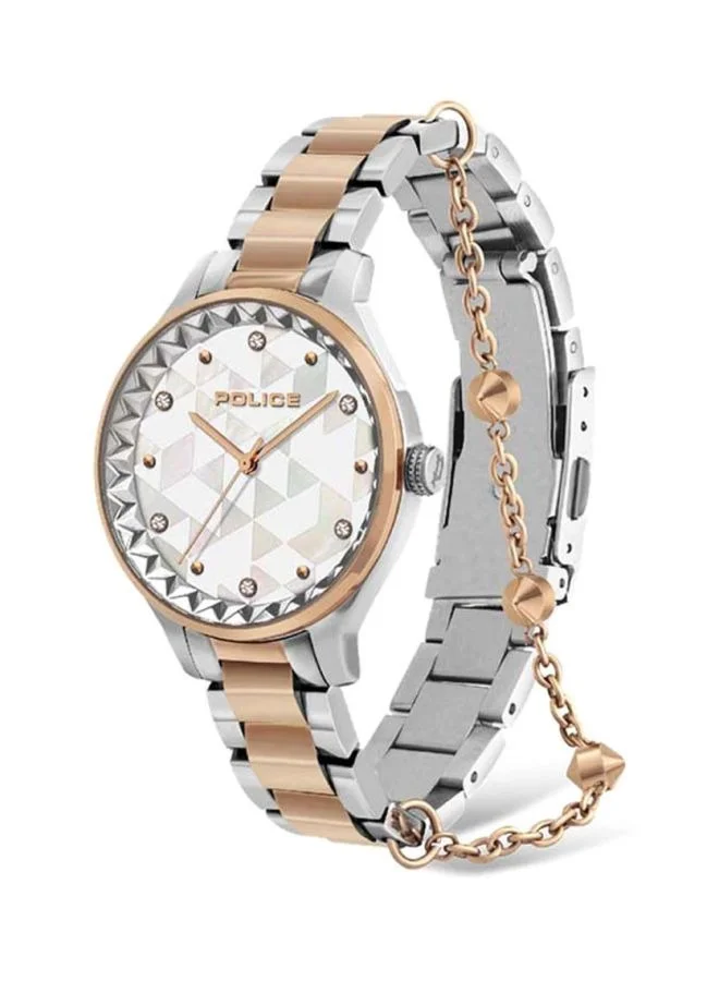 POLICE Banff White Dial Silver Rose Gold Stainless Steel Bracelet Analog Watch for Women
