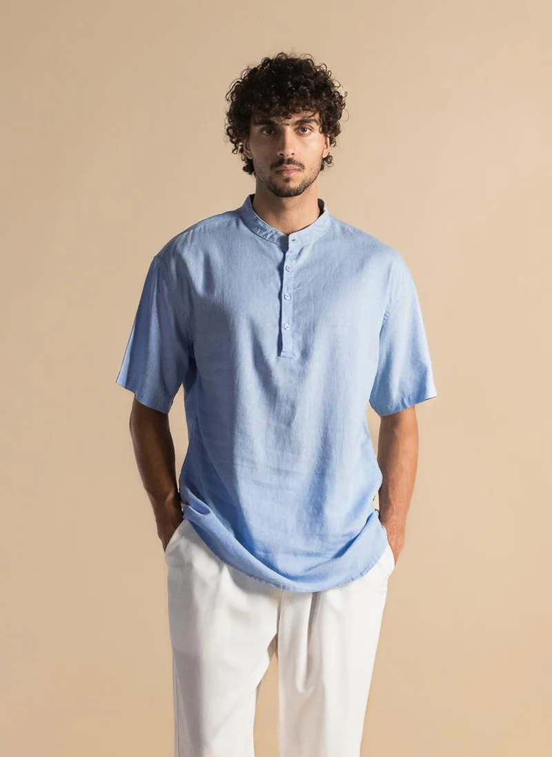 شايبس LINEN STAND-UP COLLAR SHIRT