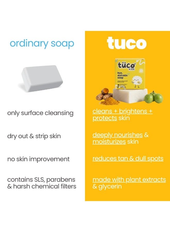 Tuco® Dull Skin Soaps Turmeric, Shea Butter & Coconut Oil Magic Soaps For Bath (75 Gms ) | Paraben Free | Haldi Bath Soap for tan removal | Handmade Soaps For Glowing | Skin Brightening Soap For Kids - Image 4