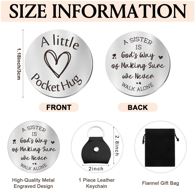Sureio Pocket Hug Token Gift Long Distance Relationship Keepsake Inspirational Gift Keychain Christmas(A Sister is God's Way) - Image 2