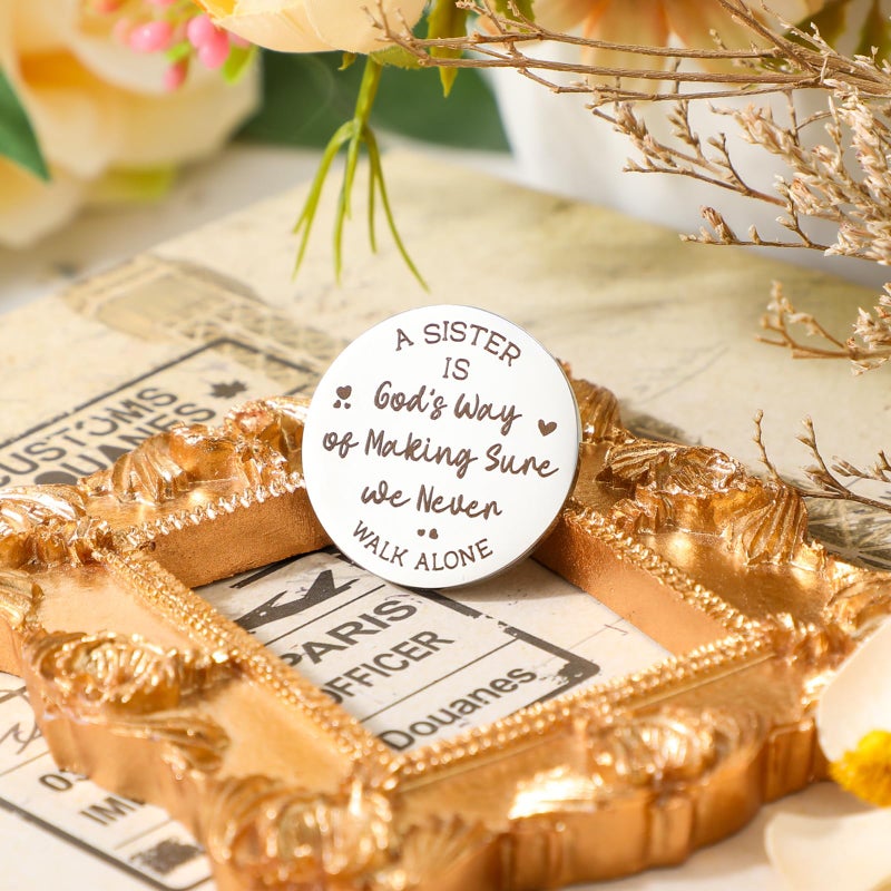 Sureio Pocket Hug Token Gift Long Distance Relationship Keepsake Inspirational Gift Keychain Christmas(A Sister is God's Way) - Image 3