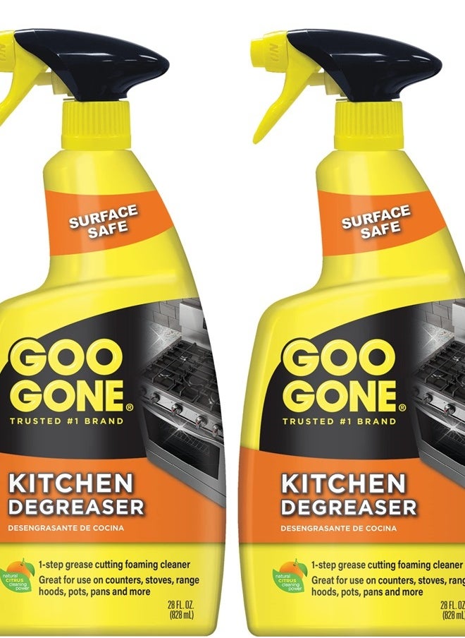 Goo Gone Foaming Kitchen Degreaser- Removes Baked-On Food, Grease, Splatter and Grime, 2 PACK 28 oz  - Image 1
