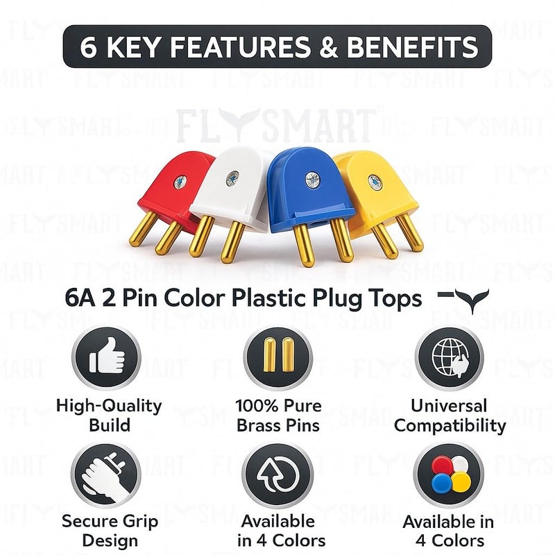 Flysmart قابس ذكر 2 دبوس متعدد الألوان من تريدرز يونيڤرسال ABS بولي كربونات (4.1 مم) (20) - Image 5
