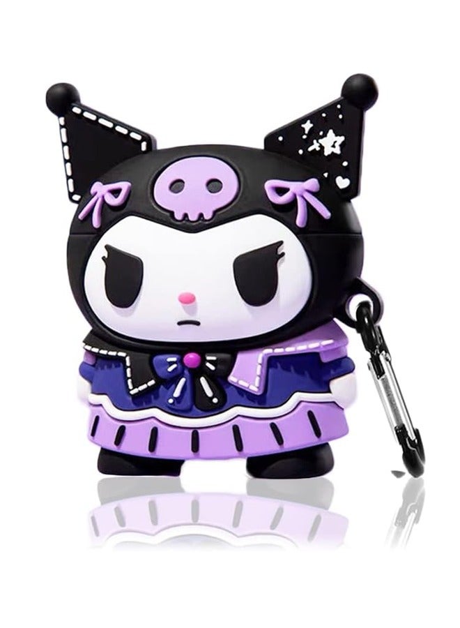 Lovely Case Cover Compatible with APods 3rd with Keychain, Funny Unique 3D Soft Silicone Shockproof Protective Skin Case Cover for APod 3rd Case, Support Wireless Charging-Purple Kuromi - Image 1